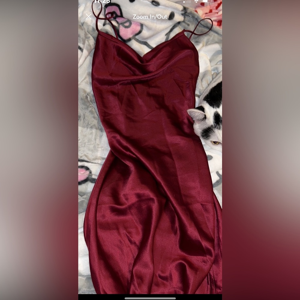 red silky dress